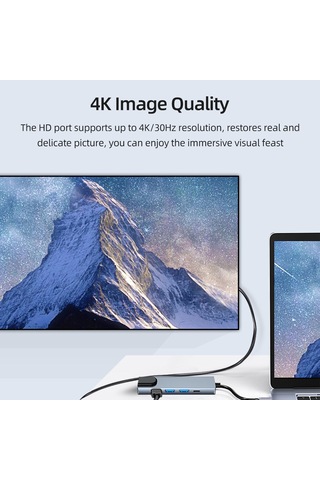 Samdoo 5-in-1 Usb-c Hub Alüminyum Kasa: 100m Rj45 + Hdmı 4k 30hz + Usb3.0 5gbps + Usb2.0 + 87w Pd Şarj Portu