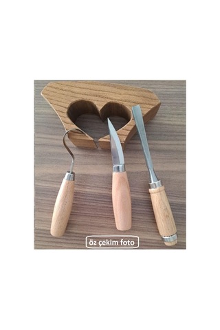 Ahşap Oyma Bıçak Alet Seti Kaşık Kuksa Oval Düz Oyma Yontma Bıçağı 3 Parçalı Set