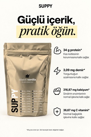Suppy Classic Vanilla Vanilyalı Proteinli Öğün Tozu 600 G Vanilya