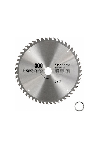 Daire Testere Bıçağı 300x32/25,4 Mm 48t Ahşap Kesim Gönye Ve Tezgah Tipi Testere Adaptörlü