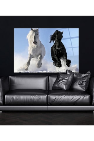 Atlar Dörtnala Cam Tablo