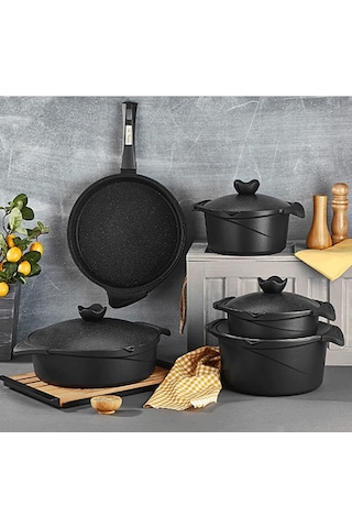 Aryıldız Flipper 9 Parça Siyah Tencere Seti