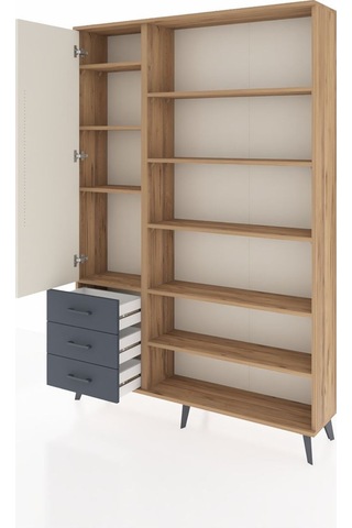 Arges Dolap 9 Raflı 3 Çekmeceli 3 Kapaklı 132x30x195 Çam-aytaşı/antrasit Aytası/antrasıt