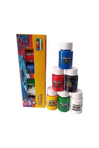 Akrilik Boya 6 Renk 30 Ml 1 Paket Akrilik Boya Seti 6 Lı Ahşap Tuval Taş Ağaç Boyamalar İçin İdea Boyama Seti