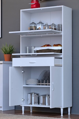Eliusta Solaira 85 Cm Genişlik Kapaklı Mutfak Dolabı 4 Kapaklı, Çekmeceli Çok Amaçlı Mutfak/banyo Dolabı Beyaz