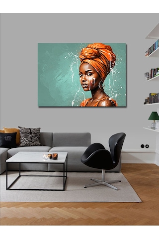 Kanvas Tablo Turuncu Afrikalı Kadın