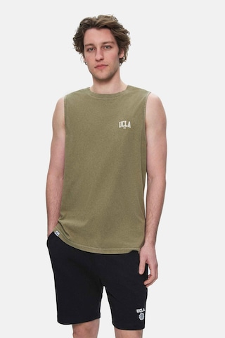 Elton Koyu Haki Bisiklet Yaka Sıfır Kol Yıkamalı Baskılı Oversize Erkek Tshirt Koyu Haki