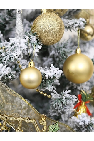 Parlak Mat Gold Renkli Cici Top 3 Cm 6'lı Yılbaşı Yeni Yıl Çam Ağ