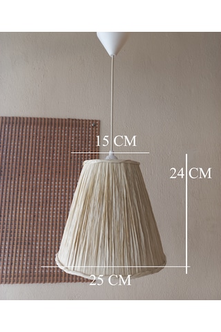 N-21 Kemik Rengi Rafya El Yapımı Avize Krem