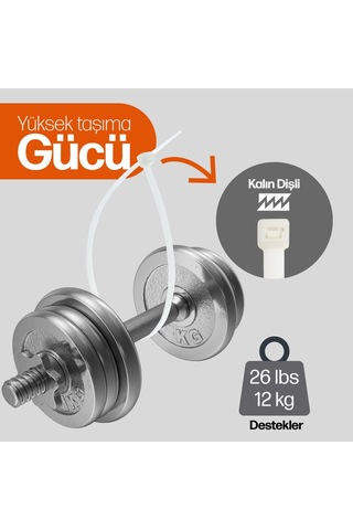 Chedı Kablo Bağları, 10 Cm 1000'li Paket Çok Amaçlı Kullanım, Premium Kalite Beyaz Kablo Klipsi