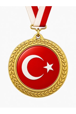 Türk Bayrağı Madalyası - Dijital Baskılı 1. Kalite Madalya Altın