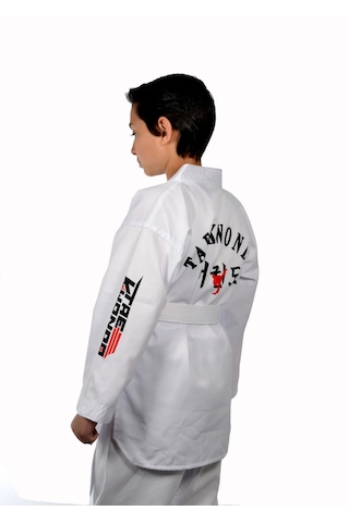 Haşado Taekwondo Beyaz Yaka Fitilli Acemi Elbise Beyaz