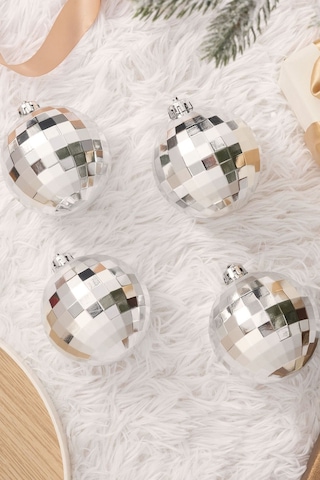 Karaca New Year Yılbaşı 2'li Set Disko Topu Ağaç Süsü Silver 8 cm