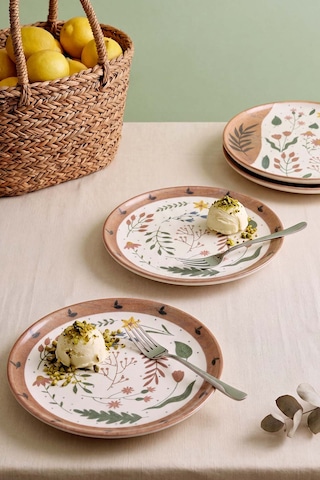 Soft Bloom Nordic Pasta Tabağı 4'lü Pasta & Sunum Tabağı 22 Cm Çok Renkli
