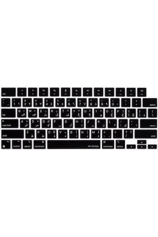 Macbook Klavye Koruyucu Arapça Baskılı Us-amerikan Enter Uyumlu Ultra İnce Hafif İzi Bırakmayan Yüzey Air 13,6-15,3inç- Pro 14,2-16,2inç M1-m2-m3-m4-m5 Pro Max Siyah