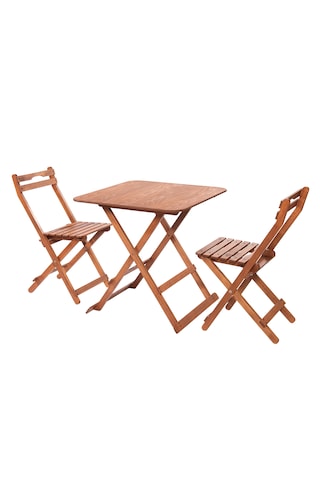 Modermo 2 Kişilik Katlanır Masa & Sandalye Seti - 70x70 Cm Grup M Ceviz