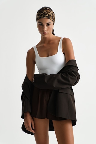 Açelyaokcu Premium Darcy Kare Yaka Bodysuit Beyaz