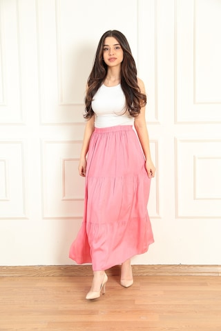 Modaplaza Kadın Fırfırlı Uzun Etek- Çok Renk K20YGLSFIRETKPEMBE Pembe