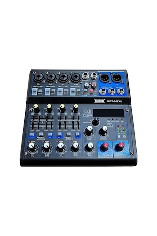Midex Mdx-06fxu Ses Mikseri Stüdyo Kayıt İçin 6 Kanal Ses Kartlı 99 Dsp Efektli +48v-usb-bluetooth
