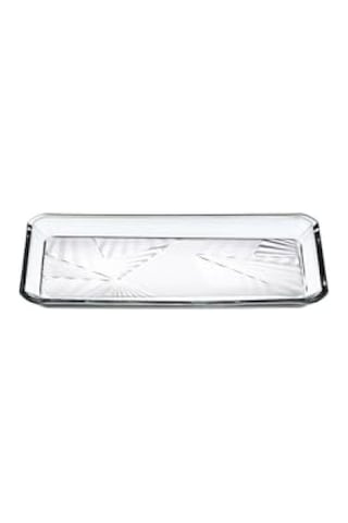 Kurşunsuz Kristal Dikdörtgen Tatlı Tabağı, 2'li Set, 22cm X 12cm 2ligülçerçeveligold