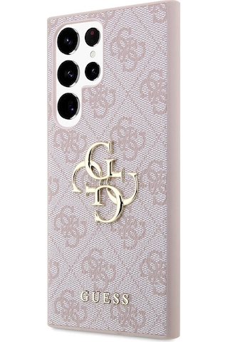 Galaxy Uyumlu S24 Ultra Kılıf Guess Lisanslı Pu Deri Yazı Ve 4g Metal Logolu Desenli Kapak Kahverengi