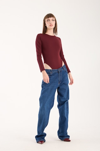 Gugus Kadın Bisiklet Yaka Uzun Kollu Çıtçıtlı/zıbın Body Bordo1