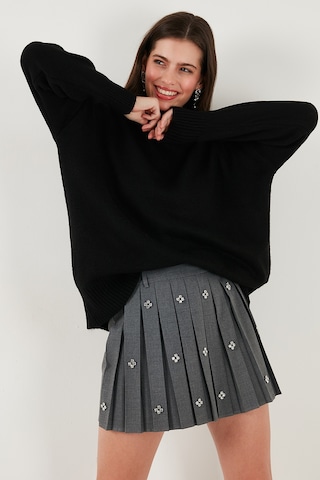 Lela Oversize Fit Balıkçı Yaka Yumuşak Dokulu 2'Li Paket Triko Bayan Kazak 680Kz00469S2 Antrasit-Siyah