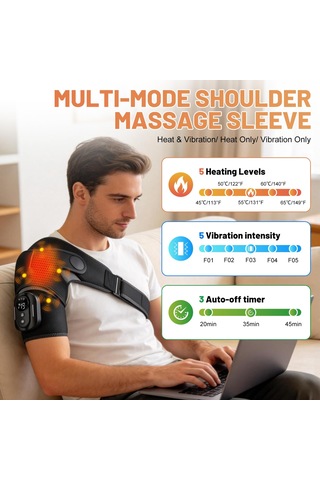 Omuz Masajı Testi Kazananı, Isı Ve Titreşimli Omuz Masajı, Omuz Masaj Cihazı 5 Ayarlanabilir Isı Ve Titreşim Modu, 5000 Mah Boyun Masajı, Ev Ve Ofis İçin İdeal B