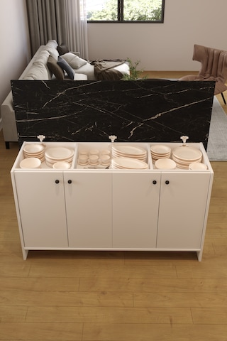 Ae-2080 Patentli Ayder Mutfak Adası Beyaz/s.mermer Raflı,çok Amaç