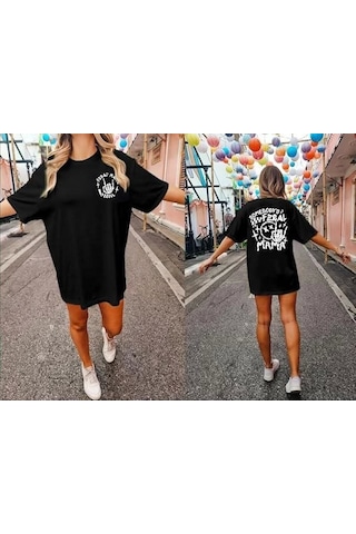 Modi Bisiklet Yaka Baskılı T-shirt - Siyah - Mymg142480