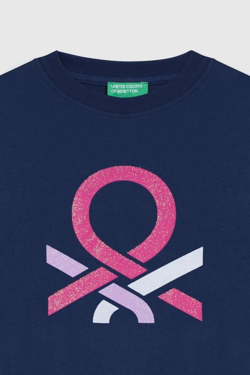 United Colors Of Benetton Kız Çocuk Bnt-g23331 Uzun Kollu Tshirt Lacivert-1871 Lacivert