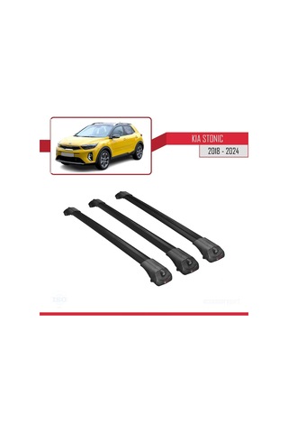 Kia Stonic 2018 Ve Sonrası İle Uyumlu Ace-1 Ara Atkı Tavan Barı Siyah 3 Adet Bar