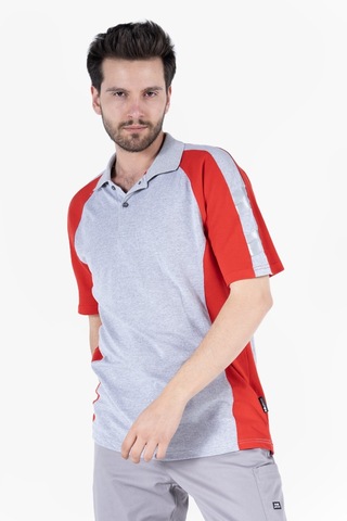 Polo Yaka T-shirt Gri - Kırmızı