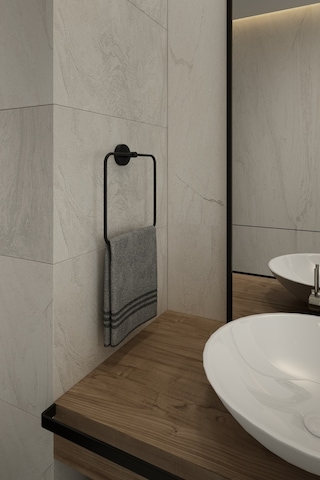 Alper Banyo Lotus Yapışkanlı Siyah Kare Havluluk Havlu Askısı Havluluk, Ister Yapıştır Ister Montajla