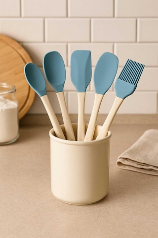 Ckm Silikon 5li Silikon Spatula Kaşık Fırça Seti Mutfak Gereçleri Set Turkuaz Sku: Smgstk7c3a53ebbf Ahşap