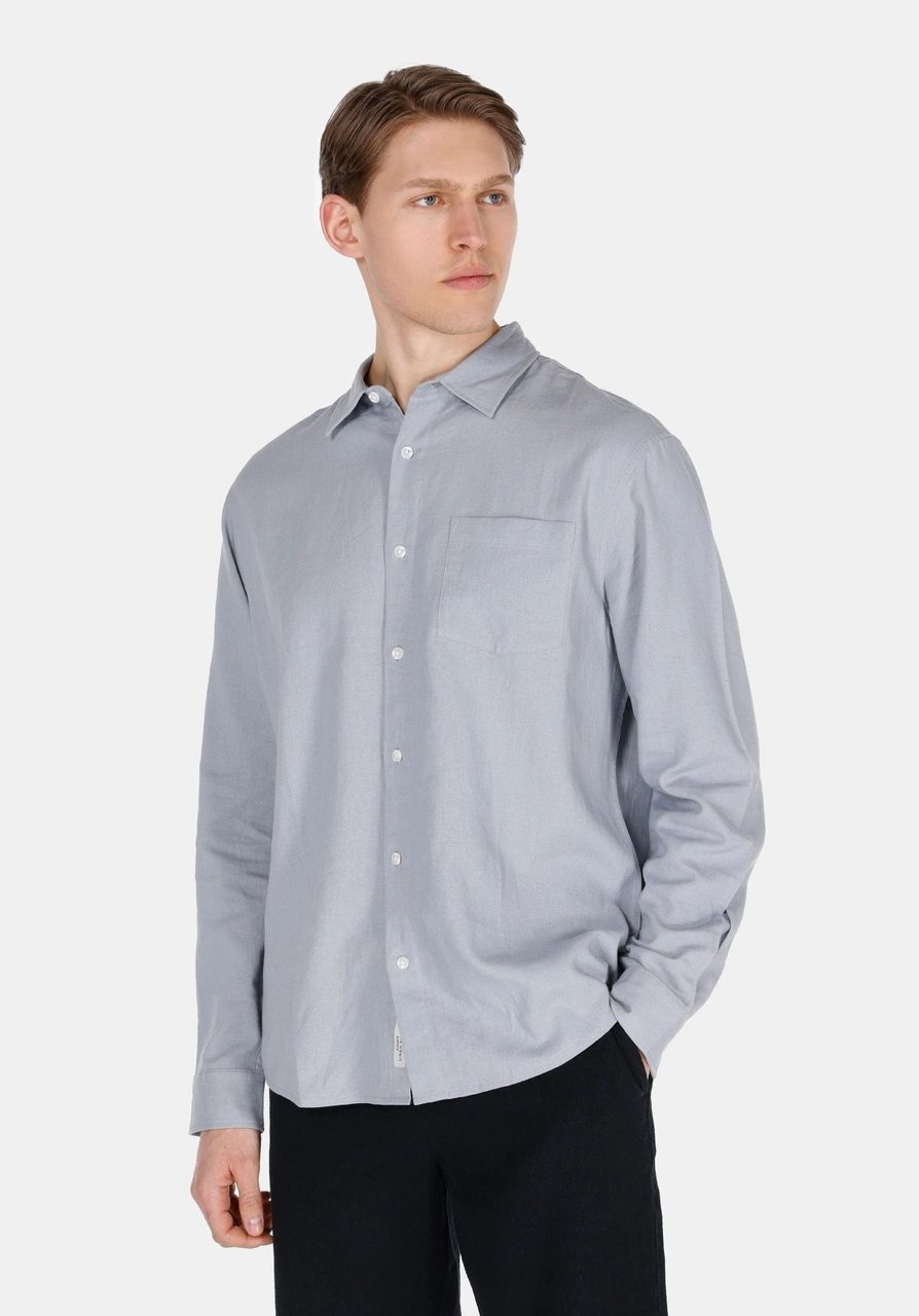 Colin's Colins Relax Fit Shirt Neck Düz Erkek Gri Uzun Kol Gömlek Cl1074490 Q1.v1 Gbl Gray Blue
