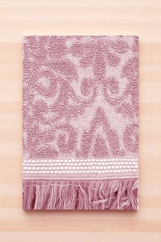 2 Parça Jakarlı Banyo Havlu Takımı %100 Pamuklu 90x150 Cm Arden Pembe Diğer