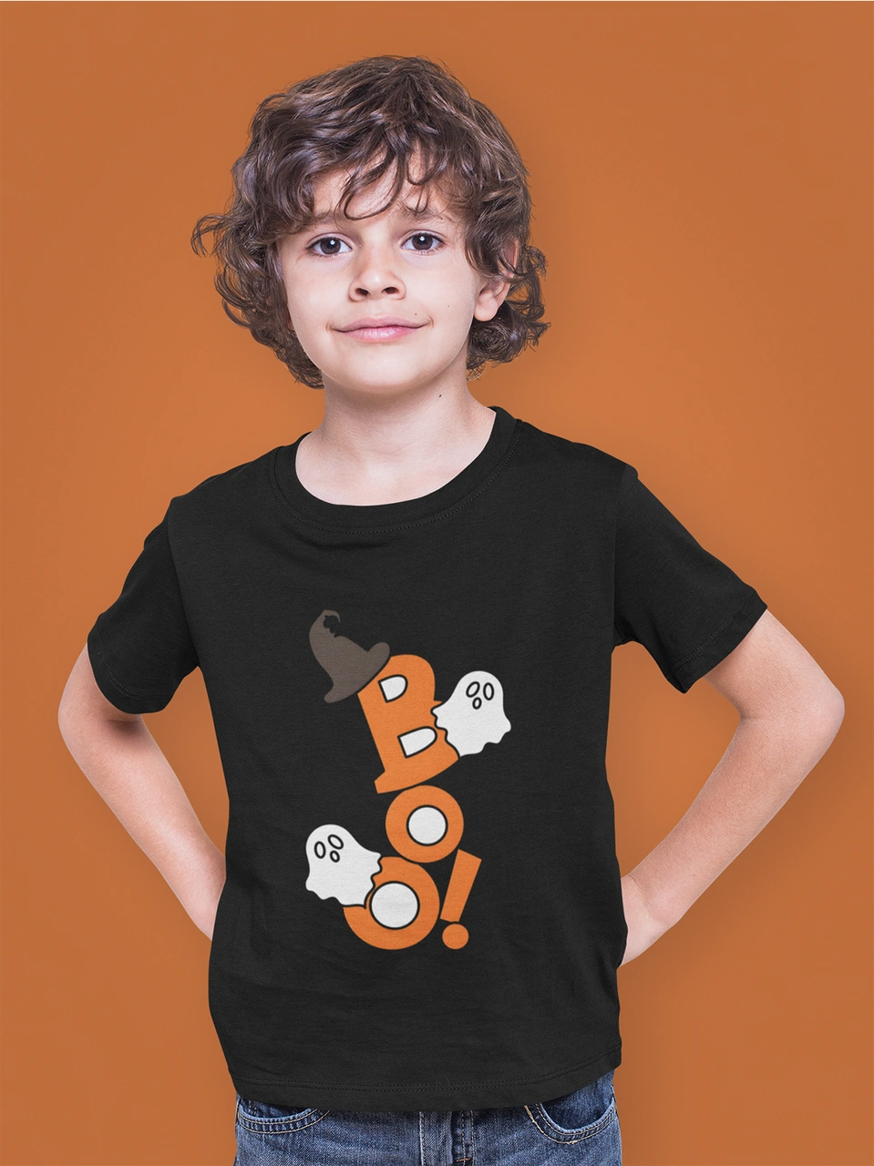 Bumeta Cadılar Bayramına Özel Boo Halloween Çocuk Tişört T-shirt Siyah