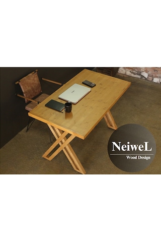 Neiwel Riva Doğal Ahşap Çalışma Ve Ofis Masası-70cm-100cm Açık Ceviz
