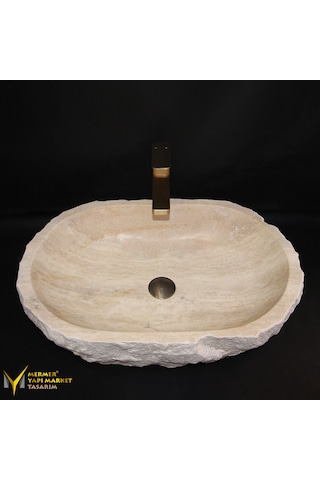 Traverten Elips Kaya Lavabo