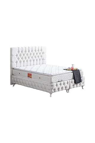 Setaymobilya Baza, Cappy Krem Mdf Baza + Başlık + Real Pedli Yatak