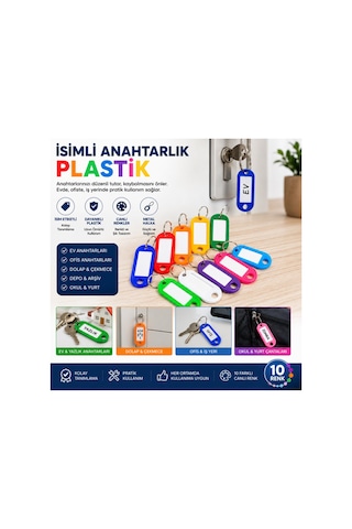 2 Adet Boş İsimli Anahtarlık Plastik Gövdeli Kişiselleştirilebilir Anahtar Etiketi, Metal Halka, Karışık Renk, Keychain