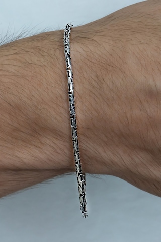 Takı Dükkanı 925 Ayar Gümüş Erkek Bileklik Yuvarlak Kral Model 2.5mm Genişlik 20cm Uzunluk msb01