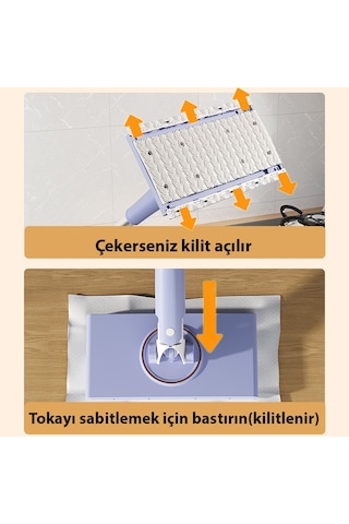 Ally Yüzey Temizlik Havlusu Kullan At Temizlik Bezi İçin Küçük Otomatik Mini Mop - 4adet Bez Hediye