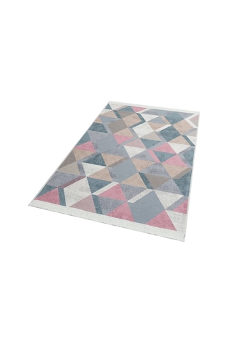 Arya Ar 10 Blue Pink %100 Geri Dönüşümlü Pamuktan Çift Taraflı Yıkanabilir Modern Dekoratif Kilim