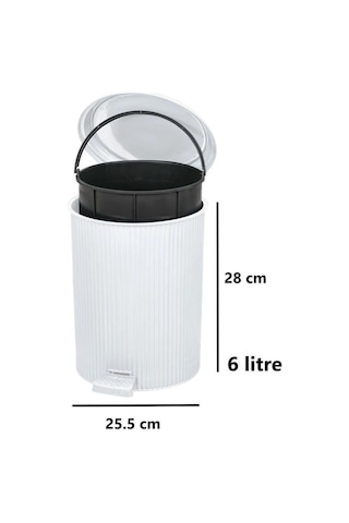 Omnipazar Elf-n522 Nostalji 4'lü Çöp Kovalı Wc Fırçalı Banyo Seti Beyaz Beyaz