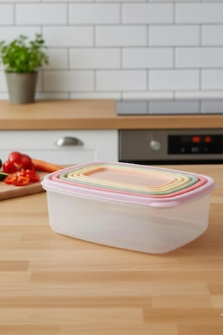 6 Lı Renkli Saklama Kabı Seti 3 Lt Mutfak Düzenleyici Çok Renkli