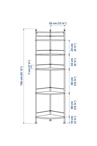 Banyo Raf Ünitesi, Siyah 35x156 Cm Köşe Rafı Açık Raf Siyah