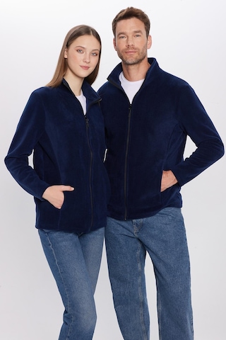 Tudors Unisex Lacivert Anti-pilling Tüylenme Yapmayan Standart Fit Tam Fermuarlı Soğuk Geçirmez Polar Hırka-32473 Lacivert