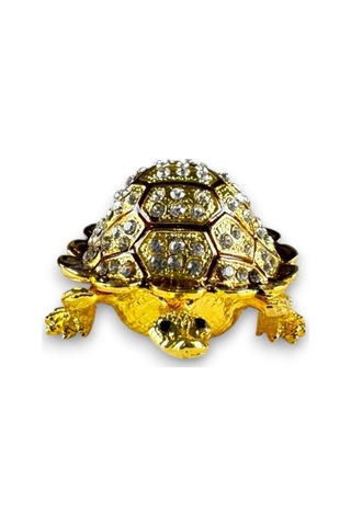 Taşlı Dekoratif Kaplumbağa Biblo Metal Gövde, Gold / Yeşil / Kırmızı Renk Seçenekli 10x6 CM 727677799